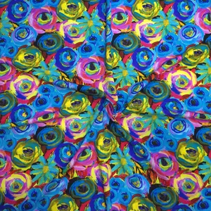 پارچه لباس عرض 1.5 متر مدل نخی هندی طرح گل ساعتی رنگ سبز آبی