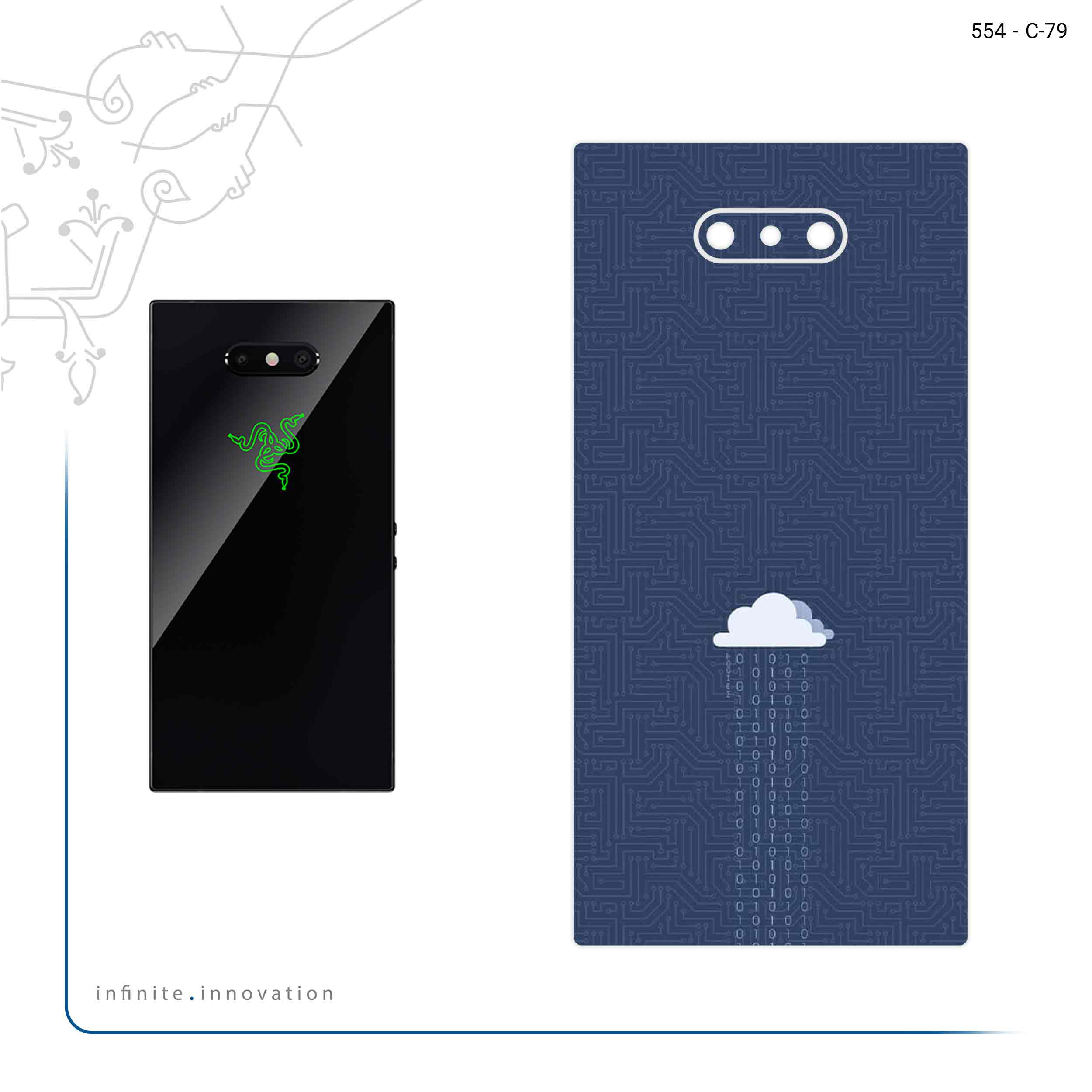برچسب پوششی ماهوت مدل Minimal Data Cloud مناسب برای گوشی موبایل ریزر Phone 2