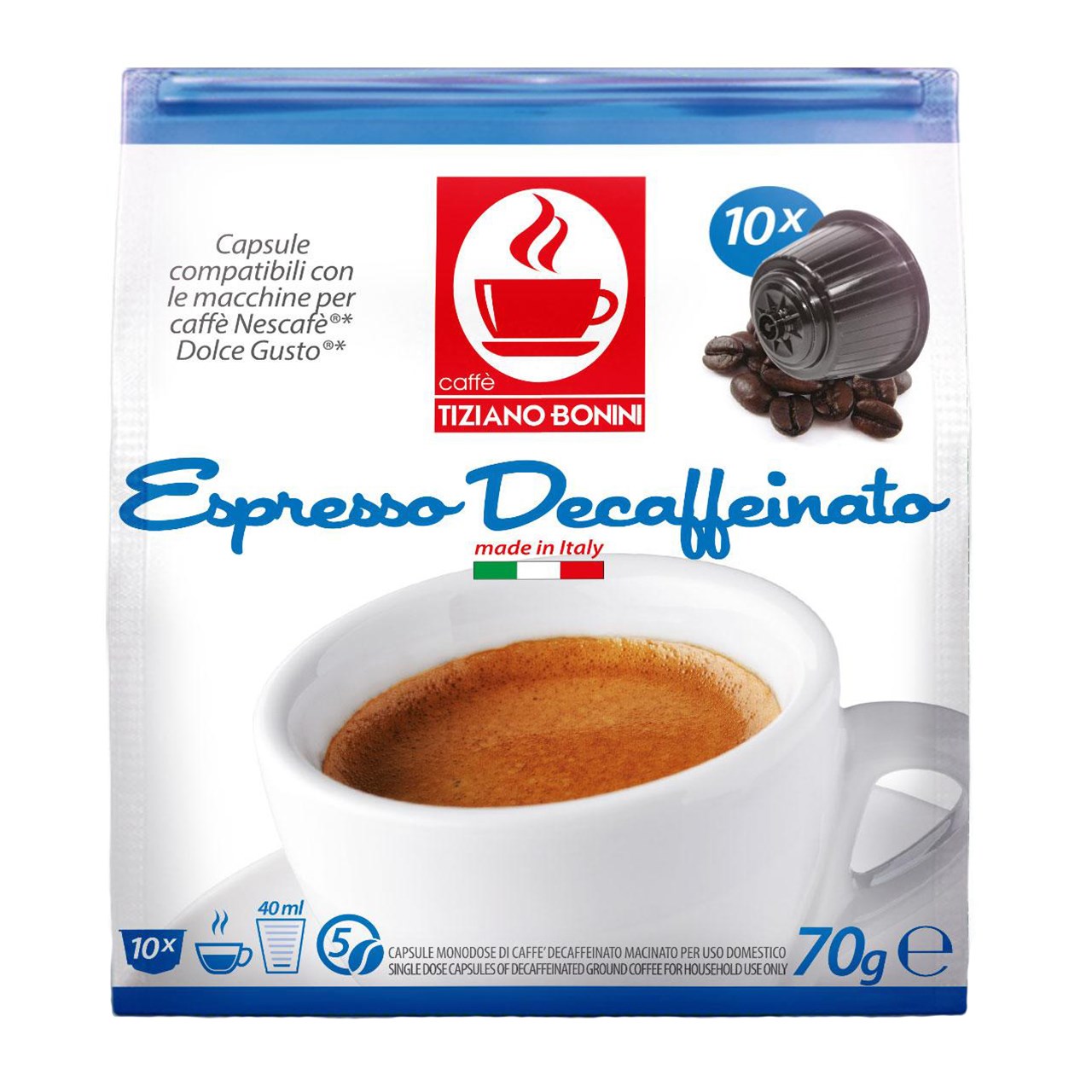 کپسول قهوه تیزیانو بونینی مدل Decaffeinato