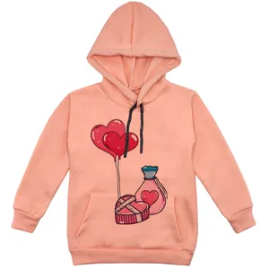 هودی دخترانه مدل قلب بادکنک F14 رنگ گلبهی 