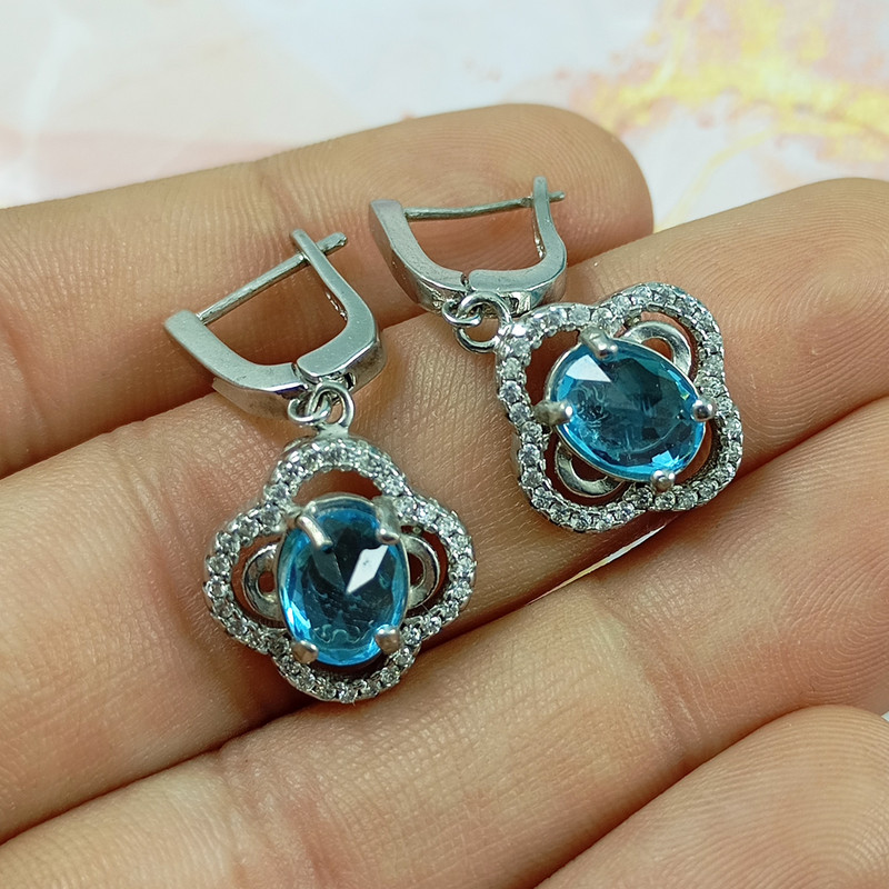 نیم ست نقره زنانه سلین کالا مدل توپاز گل شبدر کد 122