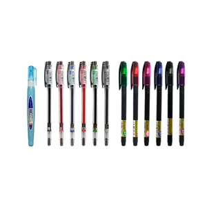 خودکار و روان نویس مدل ژل رنگی به همراه غلط گیر مجموعه 13 عددی