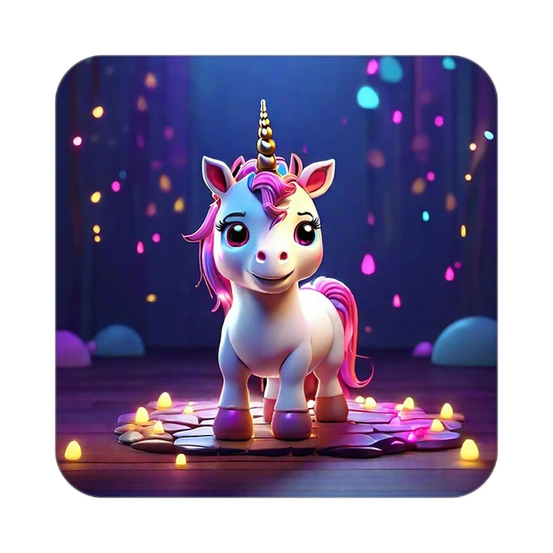 زیر لیوانی کاکتی طرح اسب تک شاخ و یونیکورن مدل mp30808