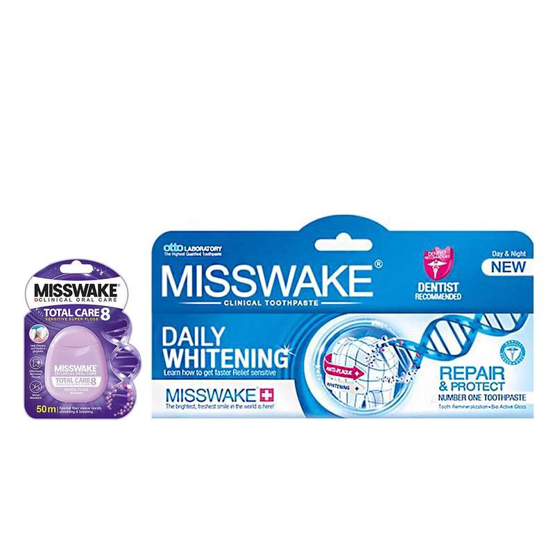 خمیر دندان میسویک مدل Daily Whitening حجم 10 میلی لیتر به همراه نخ دندان مدل total care8 خمیر دندان میسویک مدل Daily Whitening حجم 10 میلی لیتر به همراه نخ دندان مدل total care8
