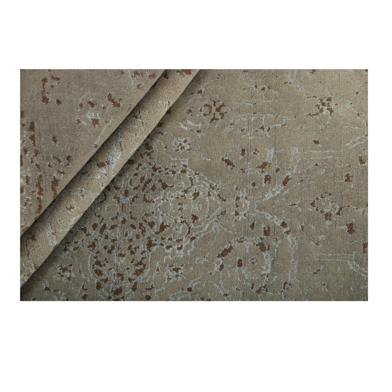 فرش نیمه دستبافت چهار متری طرح گل ابریشم کد 543911