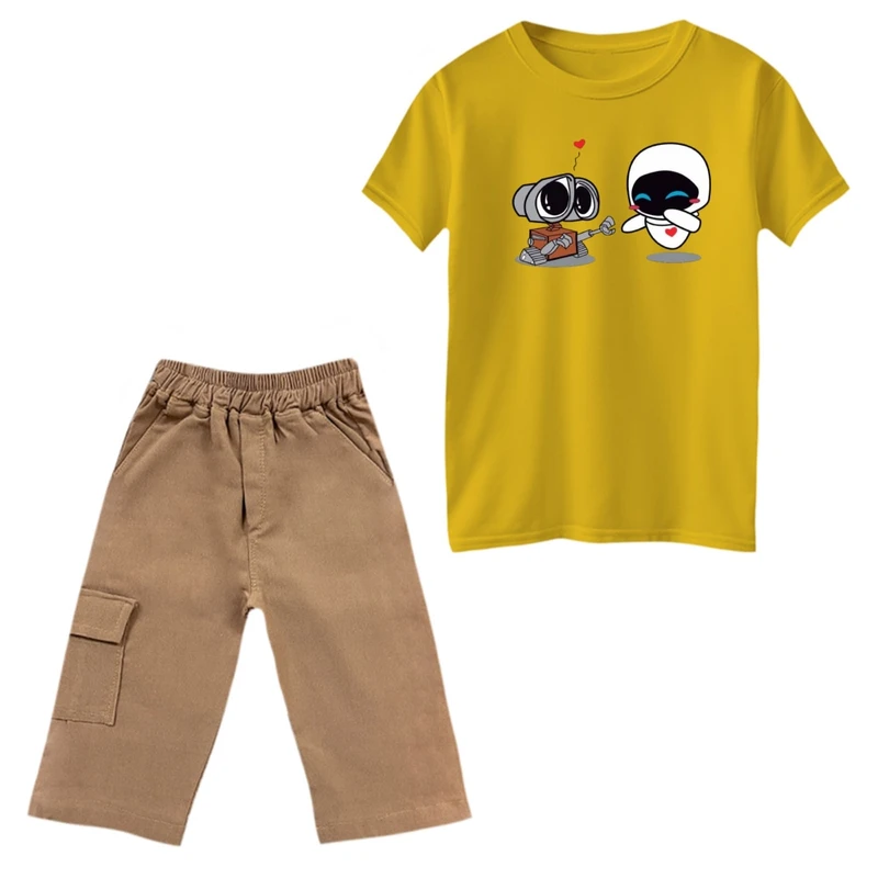 ست تی‌شرت و شلوارک پسرانه مدل والی و ربات کد 2