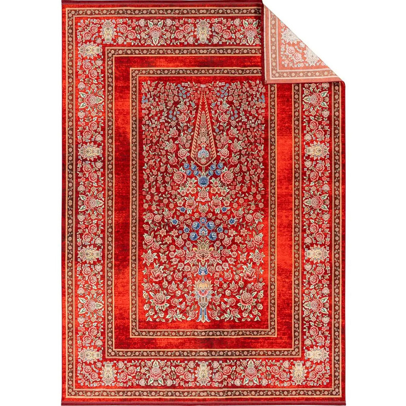 فرش ماشینی 1200 شانه محتشم زمینه لاکی حاشیه لاکی مدل 25CS0290