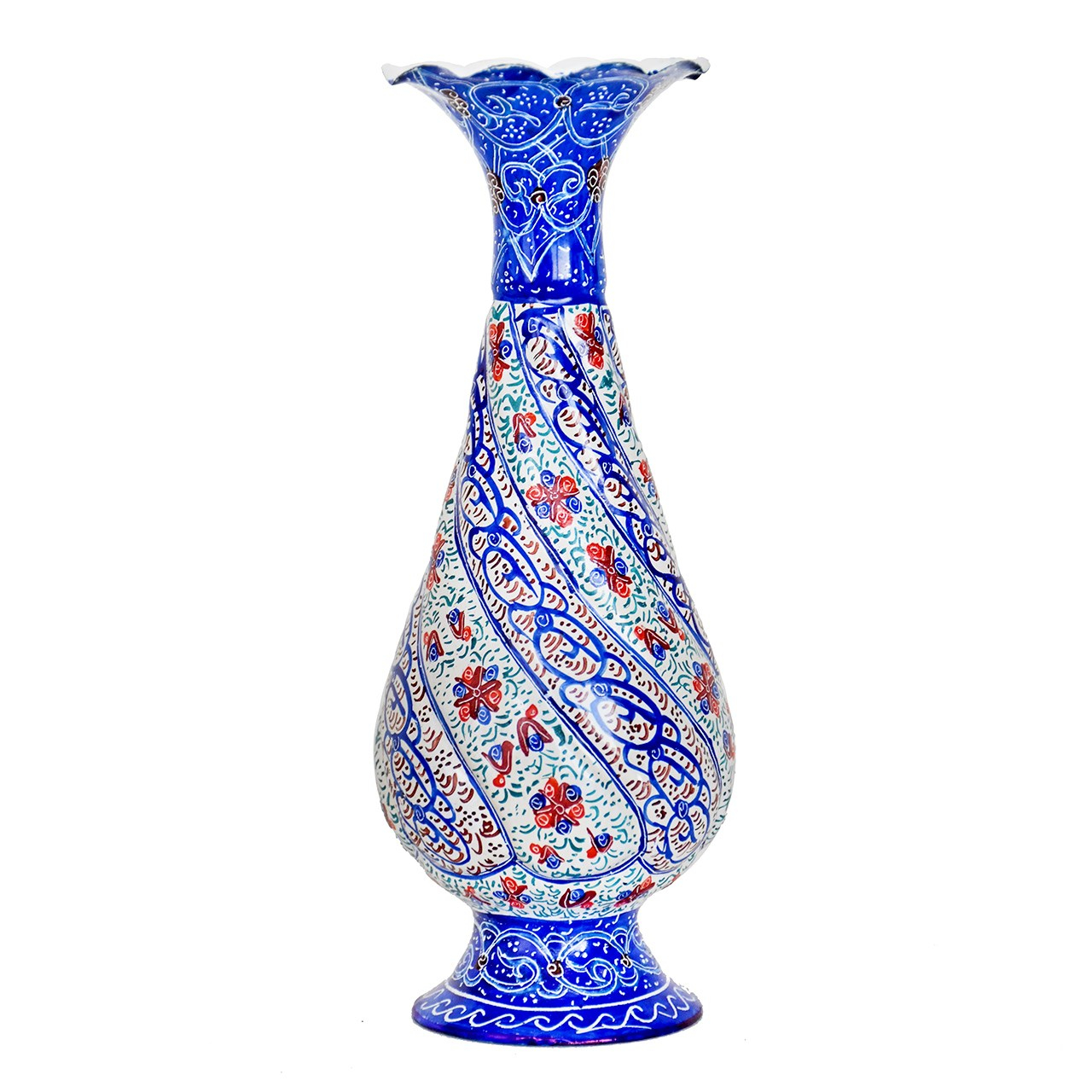 گلدان مسی میناکاری شده سی دا طرح خطائی کد MI03002
