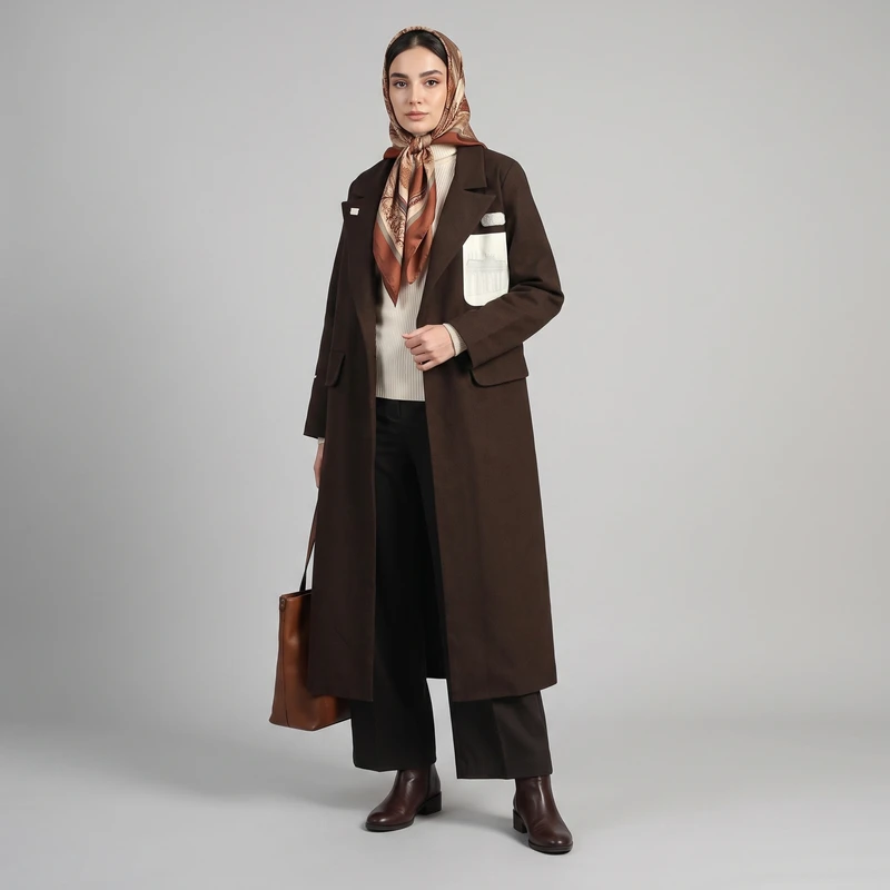 مانتو زنانه لینن طرح انتزاعی جلو باز فلای مدل 1002282