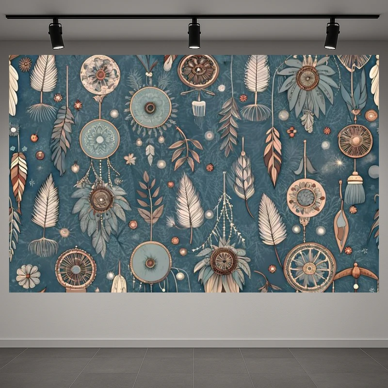 تابلو بوم طرح مخمل بوهو مدل پر و مهره کد AR3059411