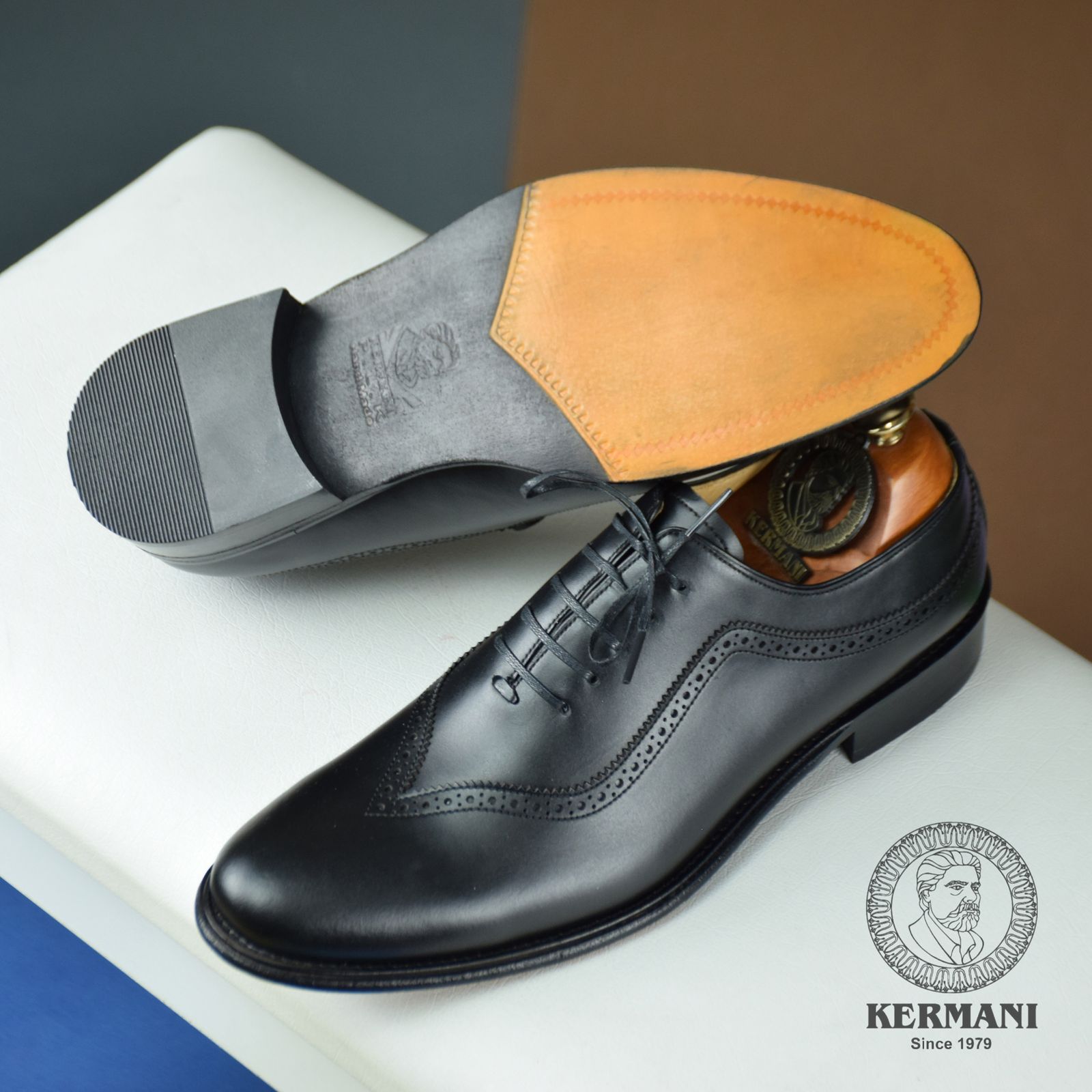 کفش مردانه کرمانی مدل تمام چرم دستدوز طبیعی کد 1072 رنگ مشکی -  - 9