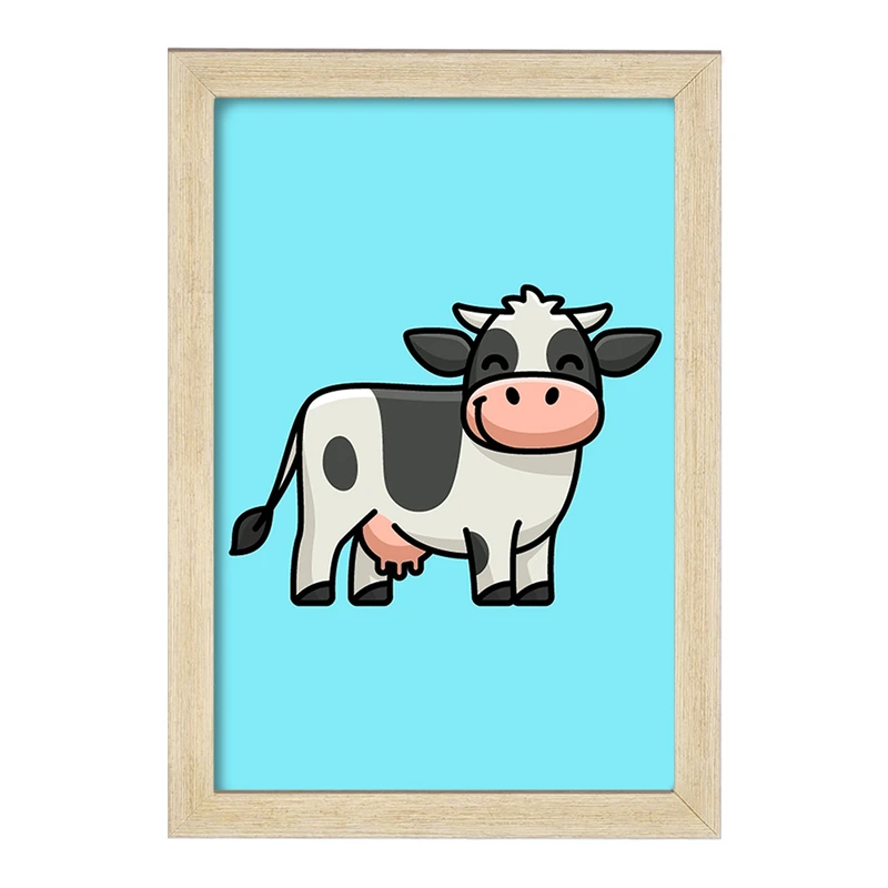 تابلو خندالو مدل حیوانات بامزه گاو کد 28207