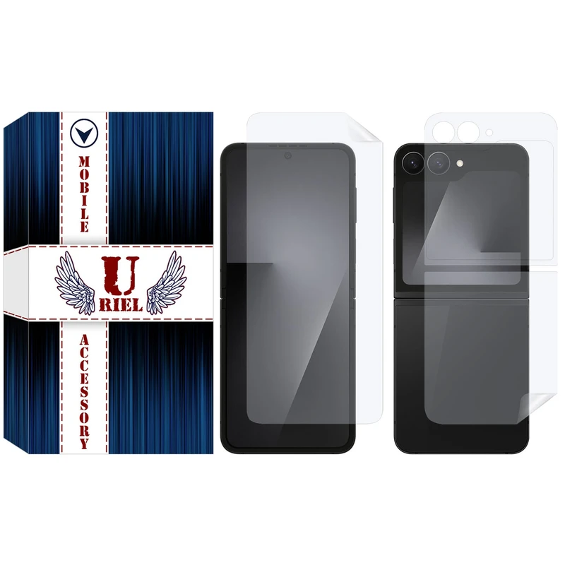 محافظ صفحه نمایش یوریل مدل Front-HG مناسب برای گوشی موبایل سامسونگ Galaxy Z Flip 7 FE به همراه محافظ پشت گوشی