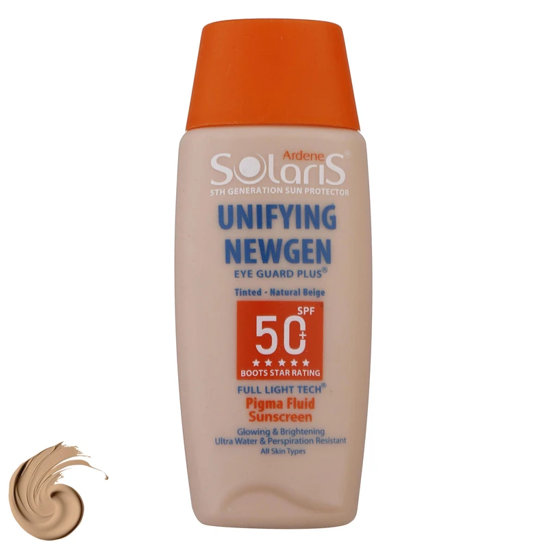 فلوئید ضدآفتاب رنگی آردن سولاریس +SPF50 مدل Unifying Newgen مناسب انواع پوست، حجم 75 میلیلیتر