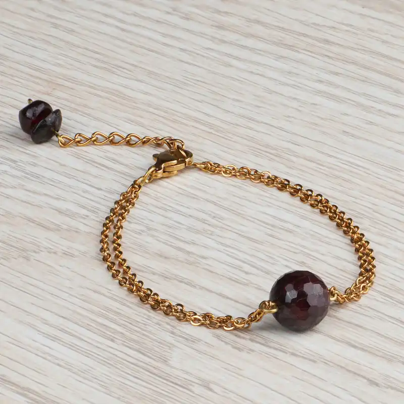 دستبند زنانه مدل سنگ گارنت کد 076