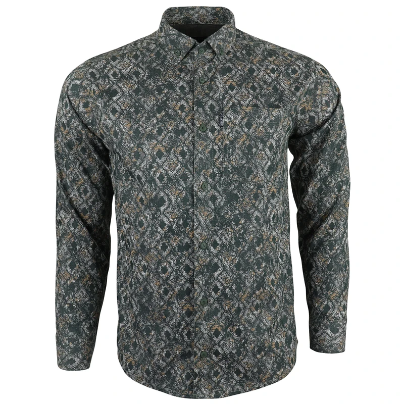 پیراهن آستین بلند یقه برگردان مردانه مدل هندسی زرین جیبدار 72