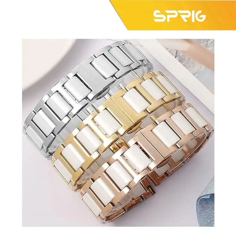 بند اسپریگ مدل Ceramic Lux مناسب برای ساعت هوشمند سامسونگ Galaxy Watch 4 40mm / watch 4 42mm / watch 4 44mm / watch 4 46mm / Watch 5 40mm / Watch 5 44mm / Watch 5 pro 45mm