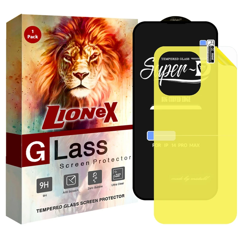 محافظ صفحه نمایش لایونکس مدل 2SN مناسب برای گوشی موبایل اپل iPhone 14 Pro به همراه محافظ پشت گوشی