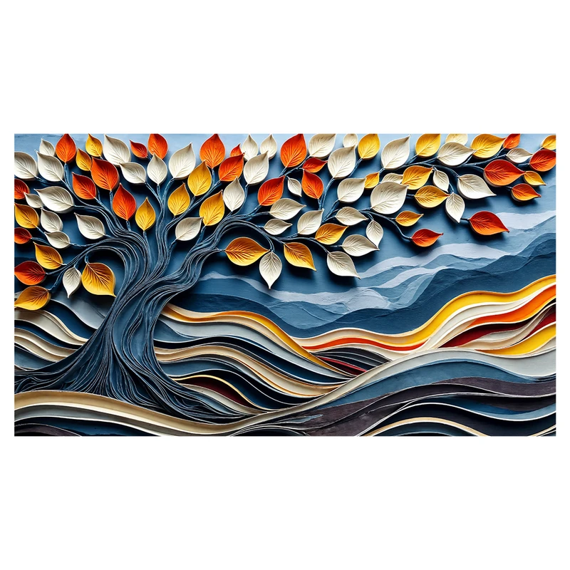 کاغذ دیواری مدل نقاشی درخت پاییزی کد AR3060561