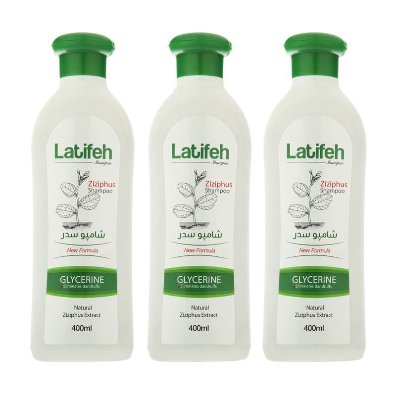 شامپو مو لطیفه مدل Glycerine حجم 400 میلی لیتر بسته 3 عددی