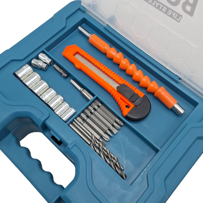  مجموعه 27 عددی دریل پیچ گوشتی شارژی صنعتی 10 میلی متری 18 ولت باس مدل BS123SLS022_6 کد 2