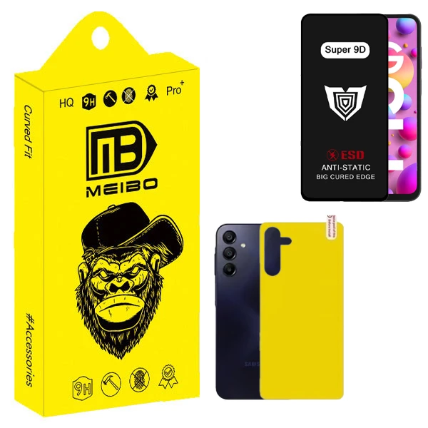 محافظ صفحه نمایش میبو مدل Super 9D Pro مناسب برای گوشی موبایل سامسونگ galaxy A15 به همراه محافظ پشت گوشی