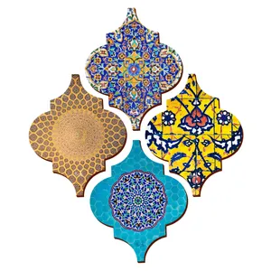 زیر لیوانی مدل کاشی ایرانی مجموعه 4 عددی