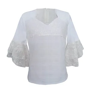 بلوز آستین سه ربع یقه دلبری زنانه مدل 14