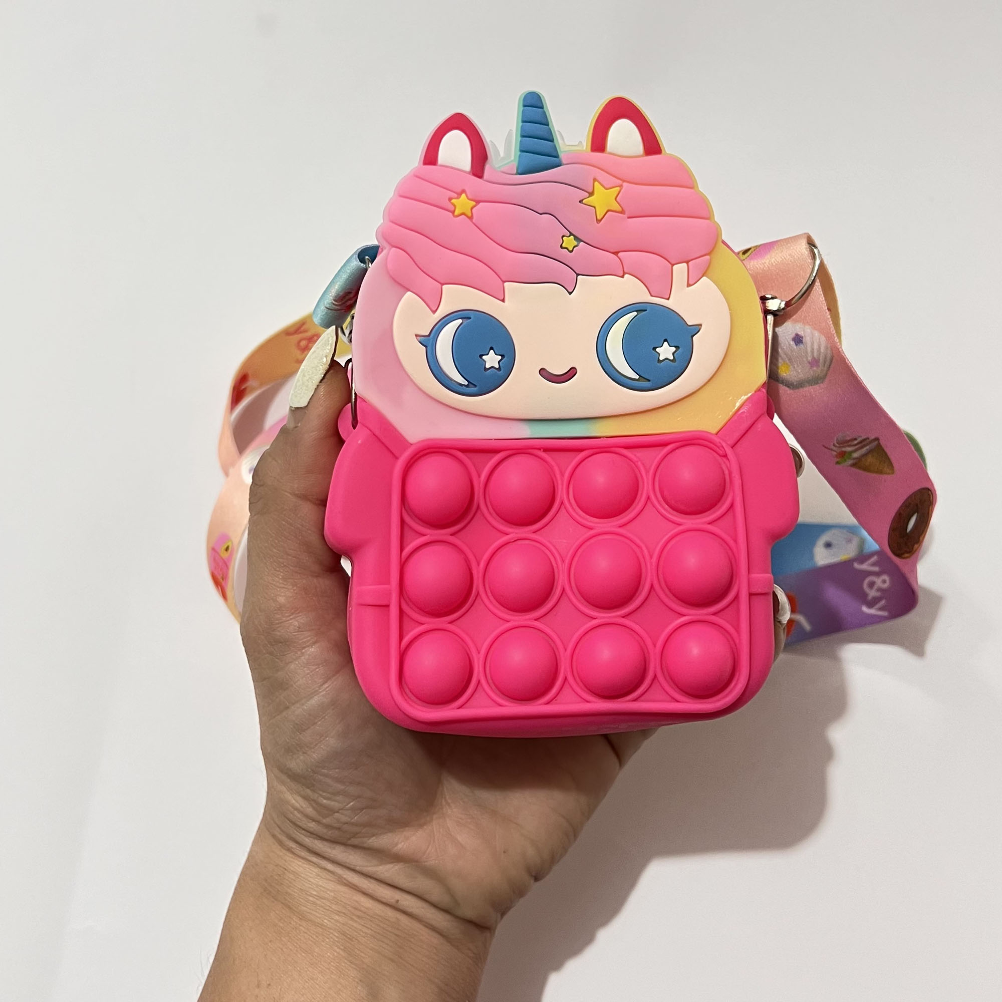 کیف رودوشی بچگانه مدل سیلیکونی پاپیت طرح یونیکورن چشم درشت کیوت کد UNI UNI