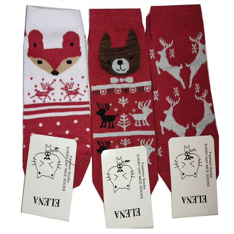 جوراب دخترانه مدل کریسمسی مجموعه 3 عددی