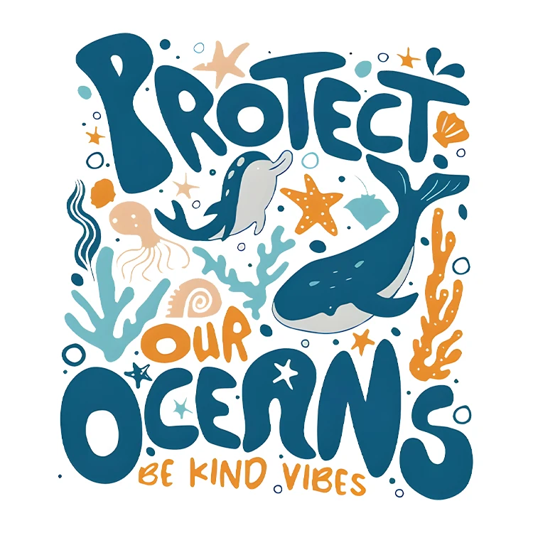 استیکر پارچه و لباس پاد آفرین مدل کارتونی اقیانوس کد S5334