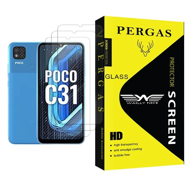 محافظ صفحه نمایش وایلی نایس مدل Pergas Glass MIX003 مناسب برای گوشی موبایل شیائومی Poco C31 بسته سه عددی