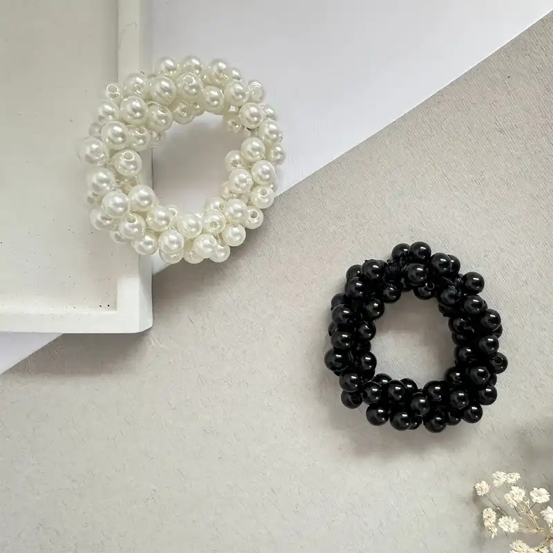 کش مو زنانه مدل دانه های مرواریدی بسته دو عددی