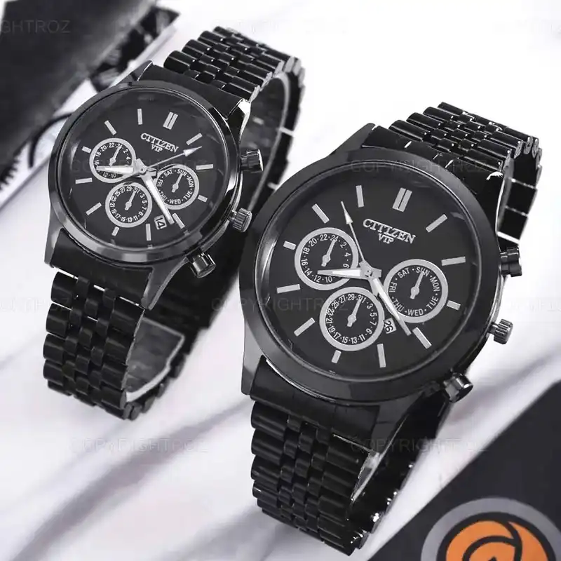 ست ساعت مچی عقربه ای  زنانه و مردانه  مدل تک موتور ساده 02