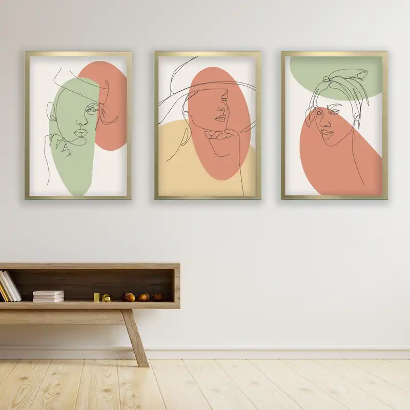 تابلو مدل مینیمال دکوراتیو کد LA-G3097 مجموعه 3 عددی