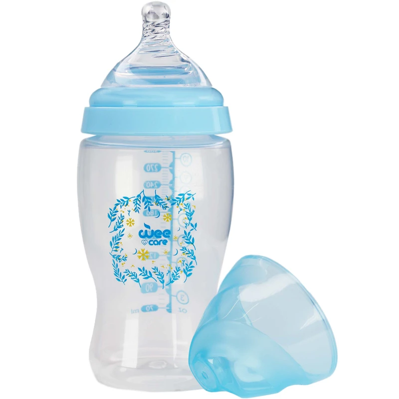 شیشه‌ شیر وی کر مدل  پروپیلن دهانه عریض طرح گل گندم کد B323 حجم 180 میلی لیتر