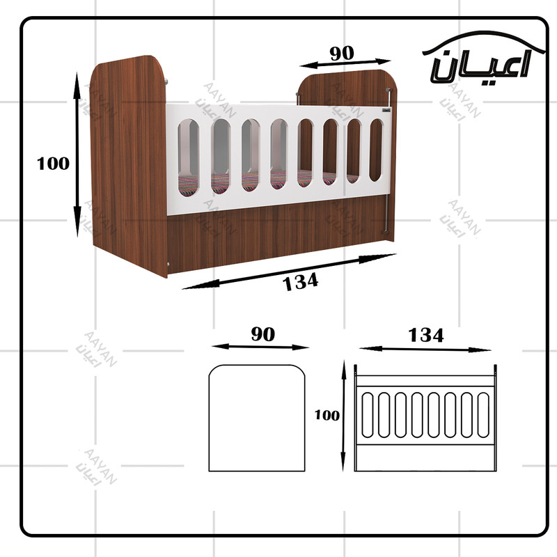 تختخواب کودک اعیان مدل FH395
