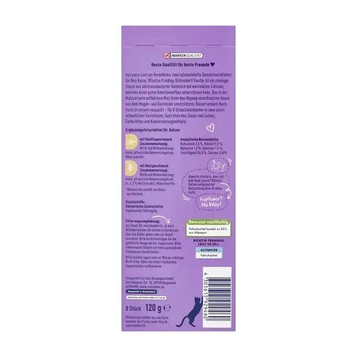 بستنی گربه وینستون مدل مرغ و ماهی وزن 120 گرم بسته 8 عددی