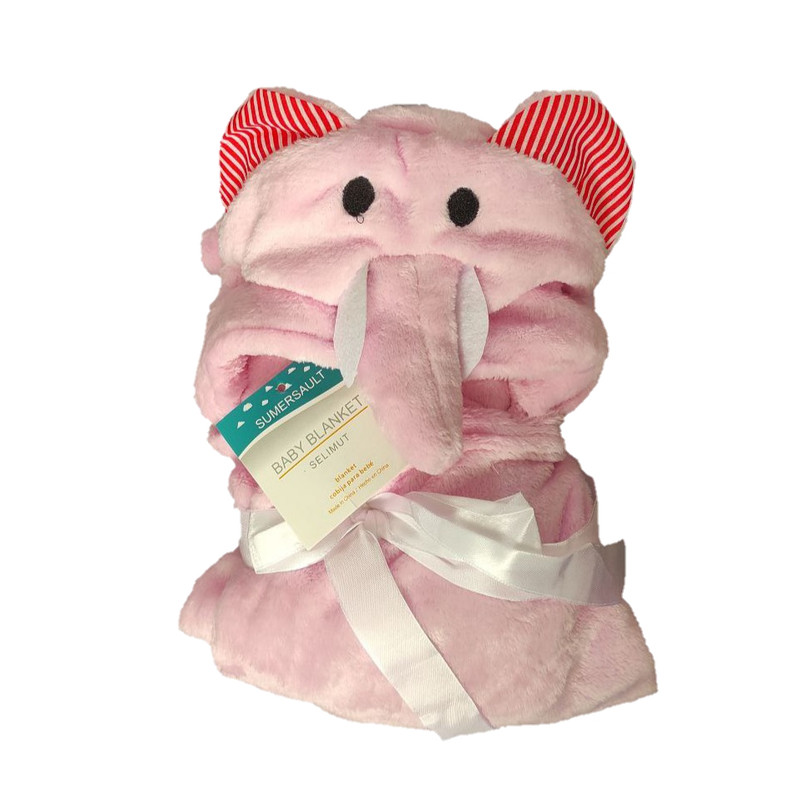 پتو کودک مدل کلاه دار طرح فیل سایز 75×100 سانتی متر