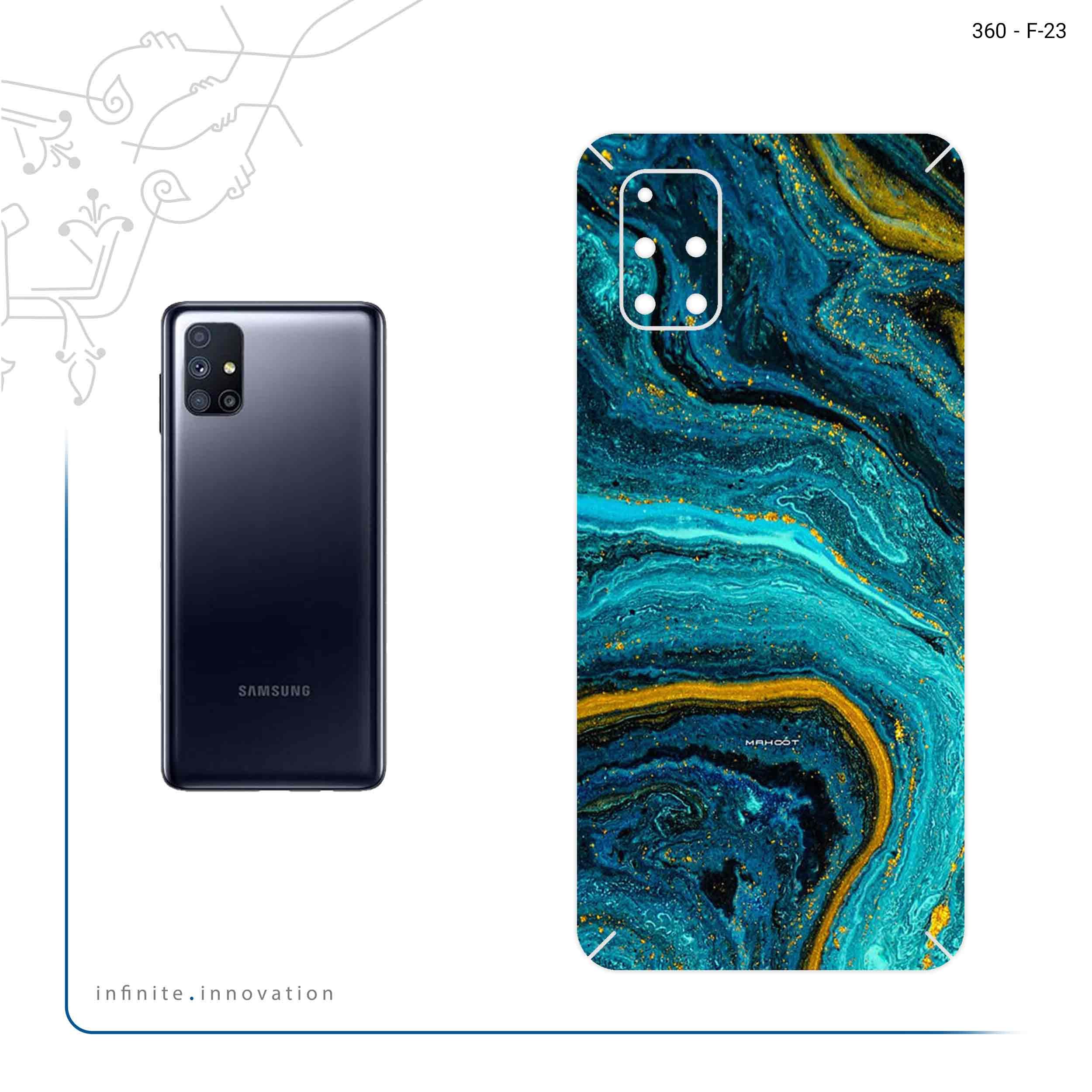 برچسب پوششی ماهوت مدل Turquoise marblewith golden streaks مناسب برای گوشی موبایل سامسونگ Galaxy M51