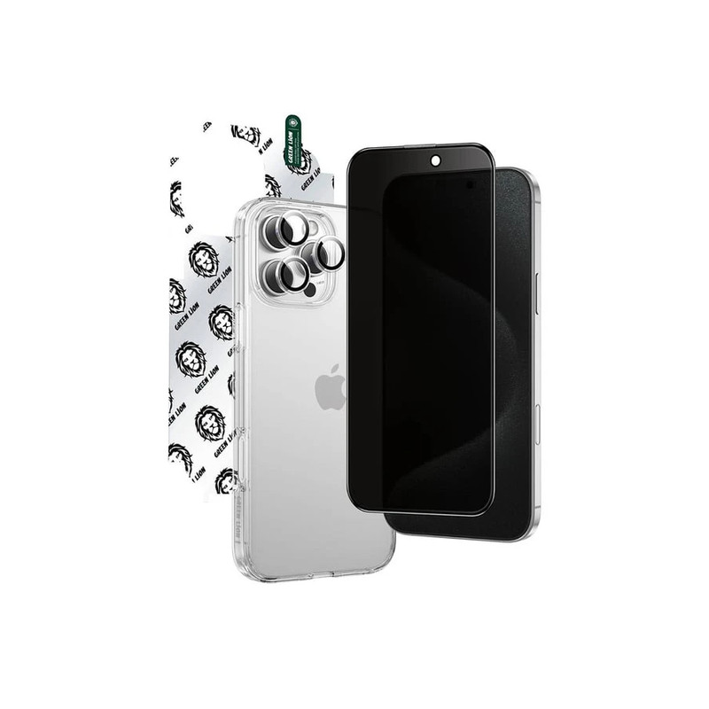 محافظ صفحه نمایش گرین لاین مدل 4in1 مناسب برای گوشی موبایل اپل iPhone 16 Pro به همراه محافظ پشت گوشی و محافظ لنز و کاور