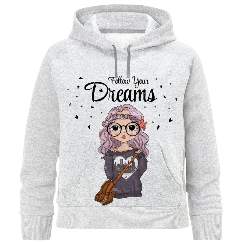 هودی دخترانه مدل دختر عینکی F989