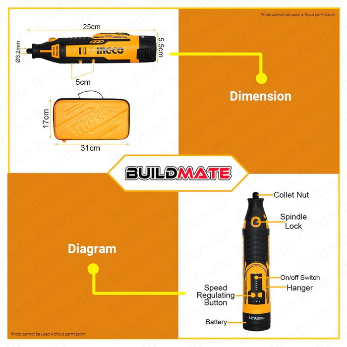 فرز انگشتی مینیاتوری شارژی اینکو مدل CMGLI12011-12V-110Pcs فرز انگشتی مینیاتوری شارژی اینکو مدل CMGLI12011-12V-110Pcs