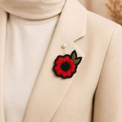گل سینه دست ساز زنانه بومی مدل سوزن دوزی کد 73