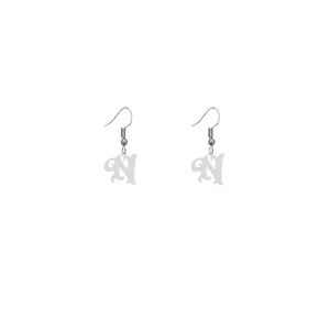 گوشواره نقره زنانه هایکا طرح حرف N مدل n.ha796