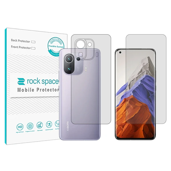 محافظ صفحه نمایش شفاف راک اسپیس مدل HyGEL مناسب برای گوشی موبایل شیائومی Mi 11 Pro به همراه محافظ پشت گوشی 