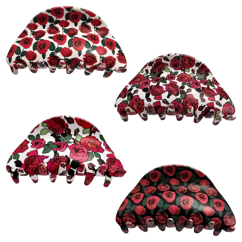 کلیپس مو زنانه مدل گل رز کد KLP1077-05 مجموعه 4 عددی