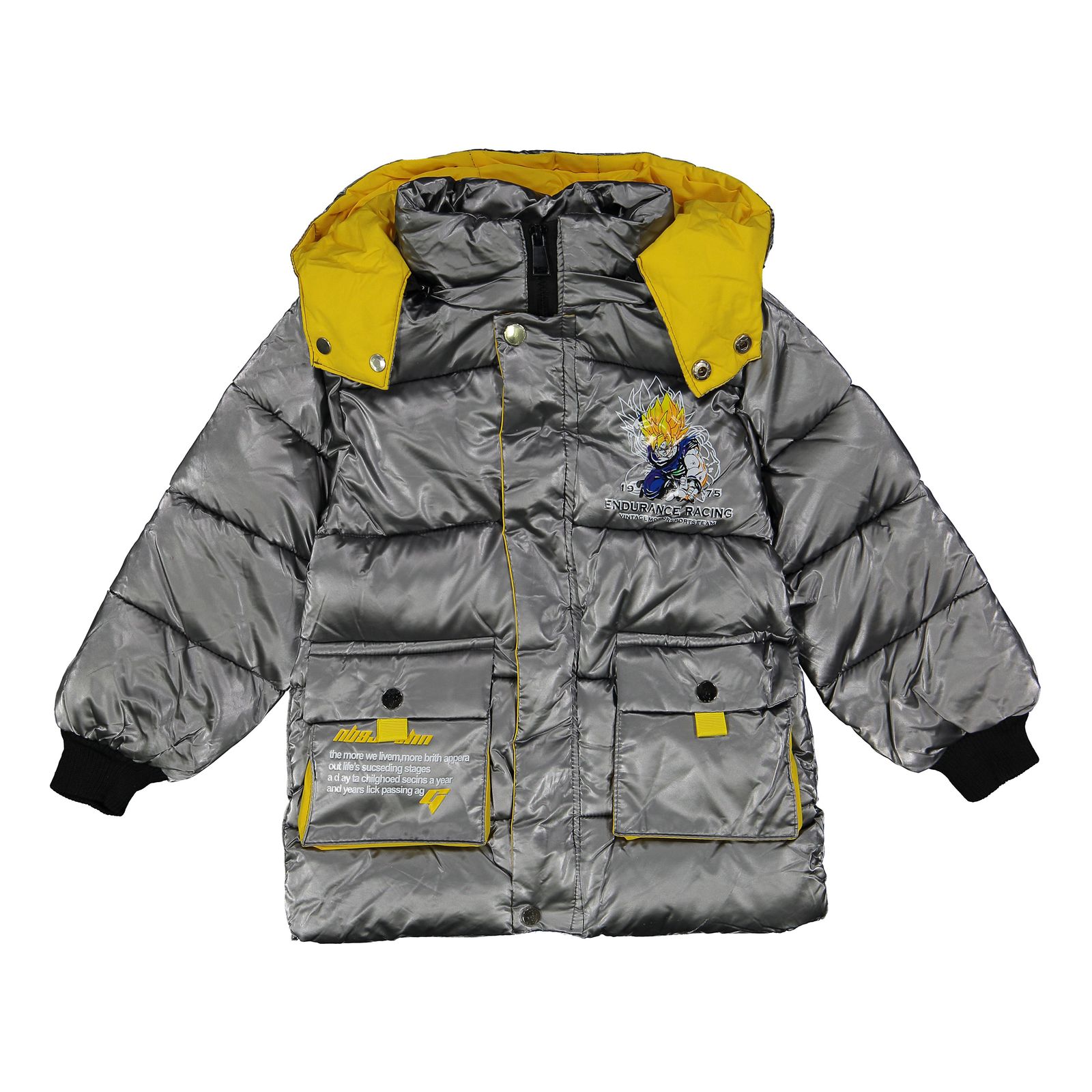 کاپشن پسرانه مدل 02 رنگ طوسی -  - 1