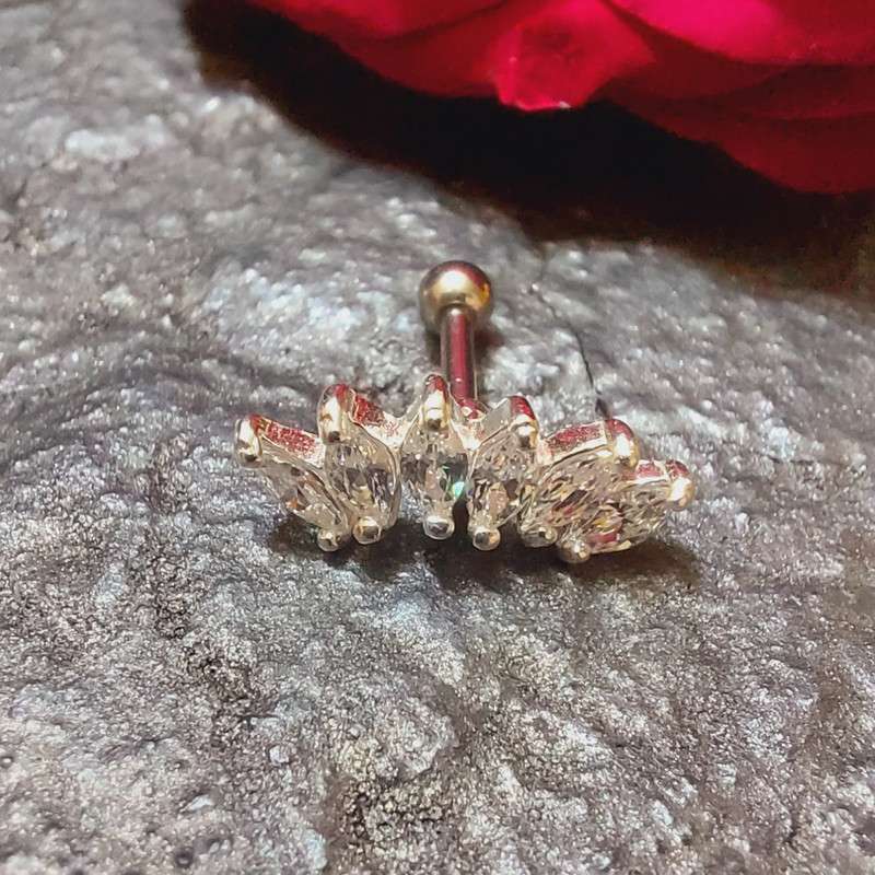 پیرسینگ نقره زنانه آی ام مدل کریستالی