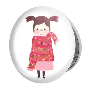 آینه جیبی خندالو طرح دخترونه مدل تاشو کد 5485 